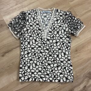 Blumarine Vintage Black White Appliqué Top